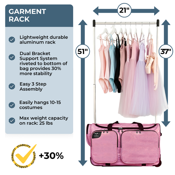 Travolution 23 inch Glitter Dance Bag with Garment Rack