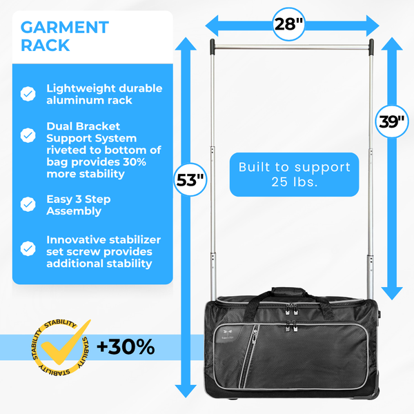 Travolution 24 Inch Wheeled Duffel Bag With Garment Rack