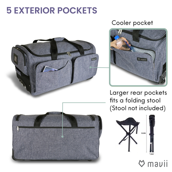 Mavii 28" Wheeled Duffel with Garment Rack, Collapsible - 4 Color Options