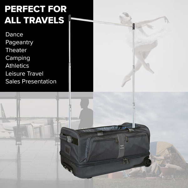 Gently Used - Travolution Newly Designed 28" Garment Rack Duffel w/ Wheels, Black