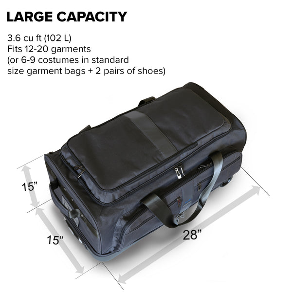 Gently Used - Travolution Newly Designed 28" Garment Rack Duffel w/ Wheels, Black