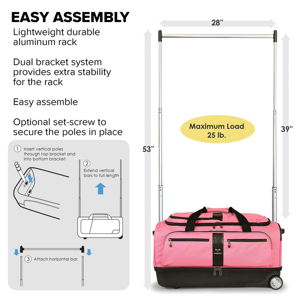 Gently Used - Travolution Newly Designed 28" Garment Rack Duffel w/ Wheels, Black